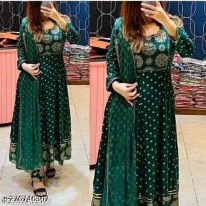 Anarkali Dupatta Set" Women's Printed "Anarkali Kurti" & Pant Dupatta Set