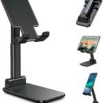 Mobile Phone Holder, Adjustable, Foldable, Anti-Skid, Wide Compatibility (Black) Tabletop