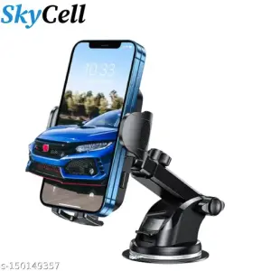 SkyCell Car Mobile Stand Holder Mount with 360 Degree Flexible Neck Fit for Universal Car Windshield Dashboard Use Size 4-11" inch - (Black)