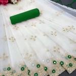 Very beautiful super net fabric embroidery and mirror work saree